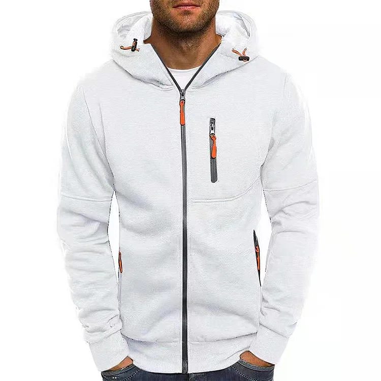 PASUXI Men's Sports Fitness Casual Jacquard Sweatshirt Cardigan Hooded Jacket