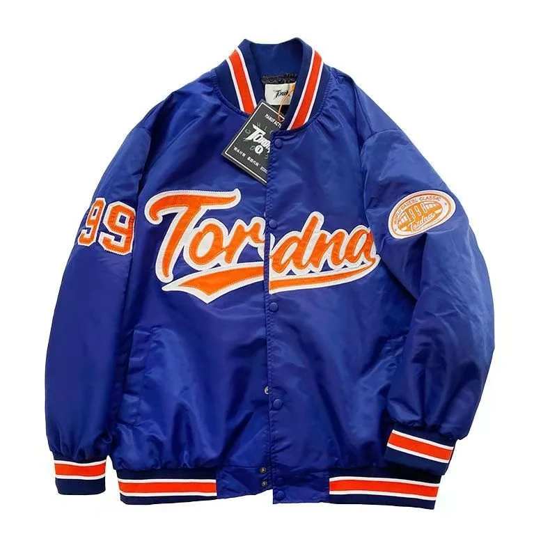 Brownm new American retro letter print jacket coat women Y2K high street fashion trend baseball uniform couple casual loose jacket