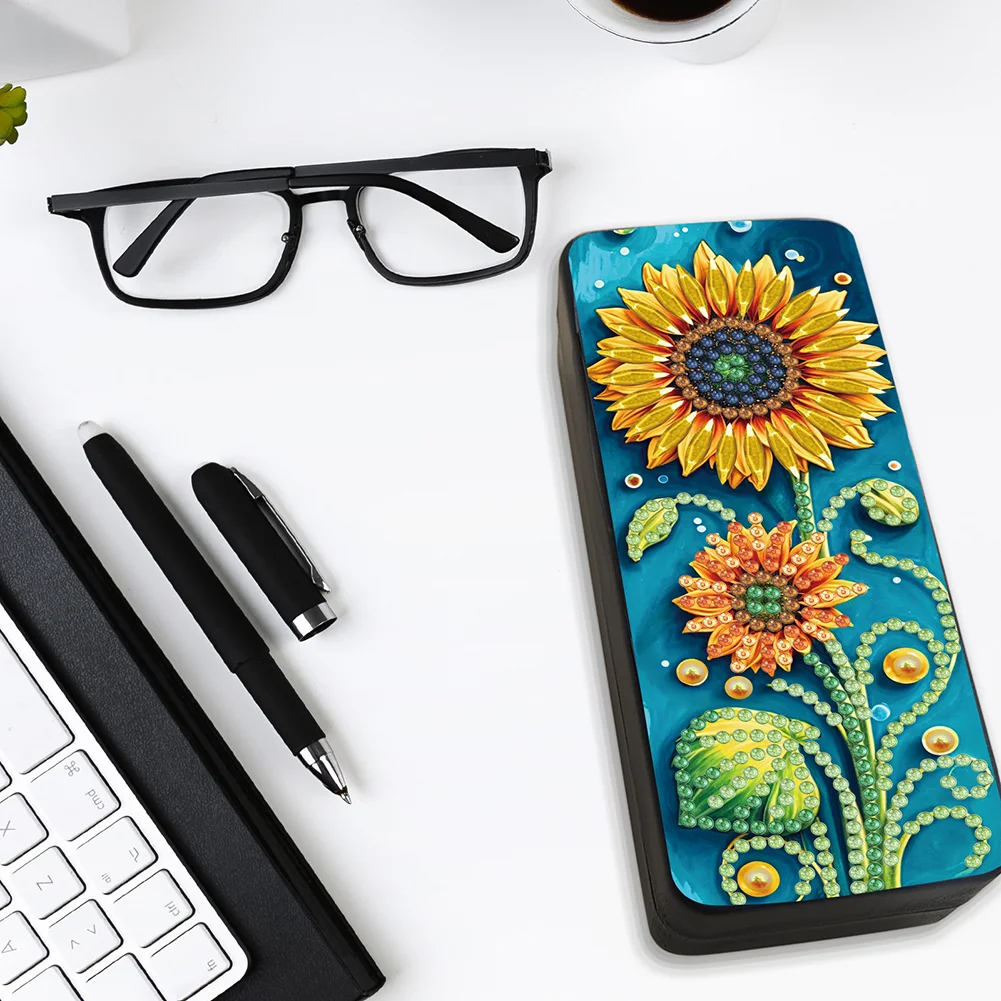 Sunflower Diamond Painting Eyeglasses Case Diamond Art Sunglasses Case