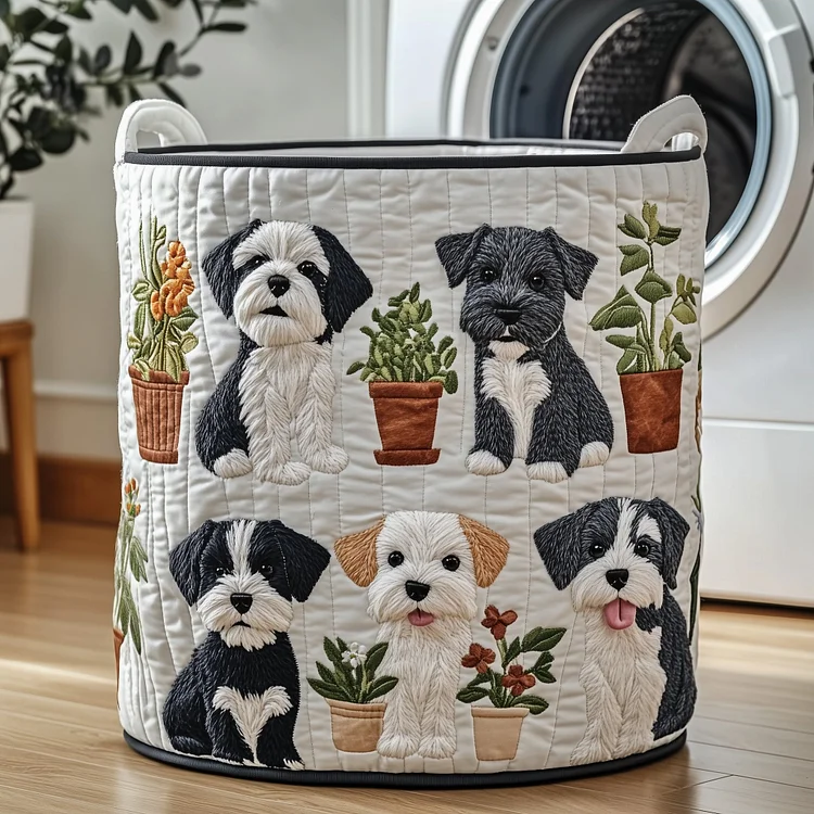 Schnauzer Quilted Laundry Basket GFTOMA5113