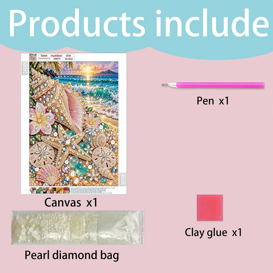 Special Shaped Diamond Painting Kit Ocean Sunset 12x16in
