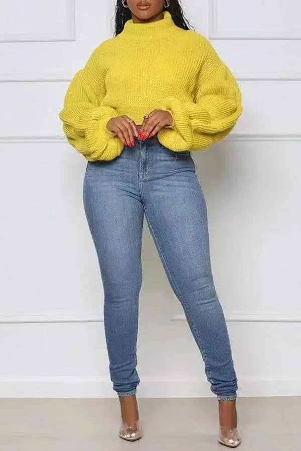 Fashion Loose Turtleneck Balloon Sleeve Sweater