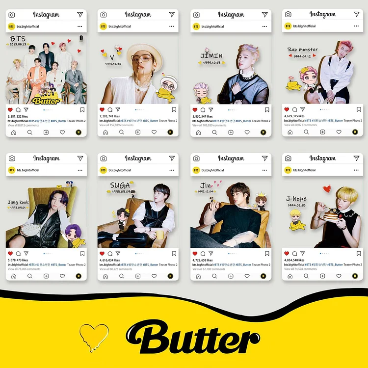 방탄소년단 Butter Cartoon Transparent Card