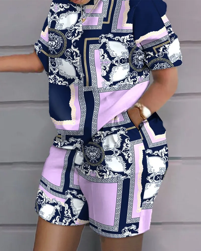 Uveng Uveng Women's Explosive Print Short Sleeve Two-Set Commuter Set