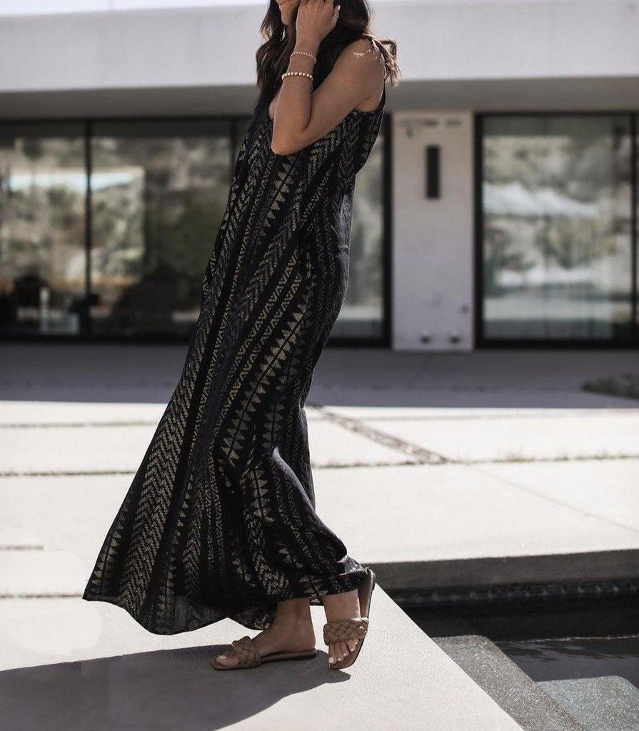 Glamorous Sleeveless Print Maxi Dress-vocosishoes