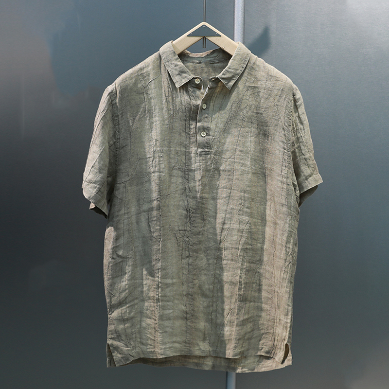 Casual Linen Short Sleeve Polo Shirt