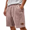 Corduroy Men's Shorts Light Blue Relaxed Fit Summer Casual Pants with Pockets and Leather Patch by Inlyline