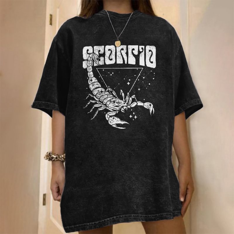 Constellation Scorpio printed classic all-match T-shirt