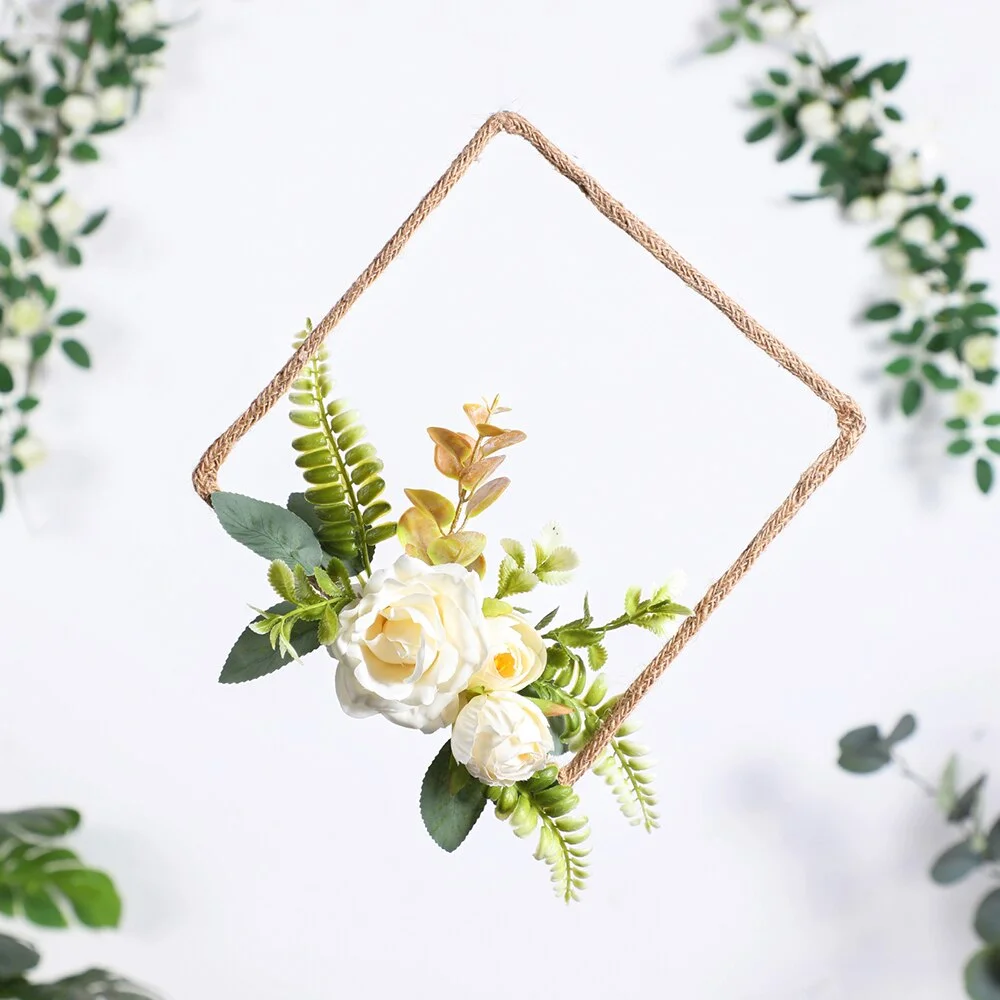 Hoop Wreath Artificial Flower and Vine Wreaths Garlands Wall Hanging Pendant Christmas Door Decor Wedding Garlands for Home Gift