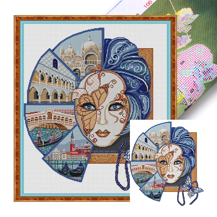 Joy Sunday-Venetian Mask 14CT (48*56CM) Stamped Cross Stitch gbfke