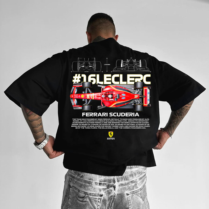 Men's Black Loose Casual Racing Style Short-sleeved T-shirt / TECHWEAR CLUB / Techwear