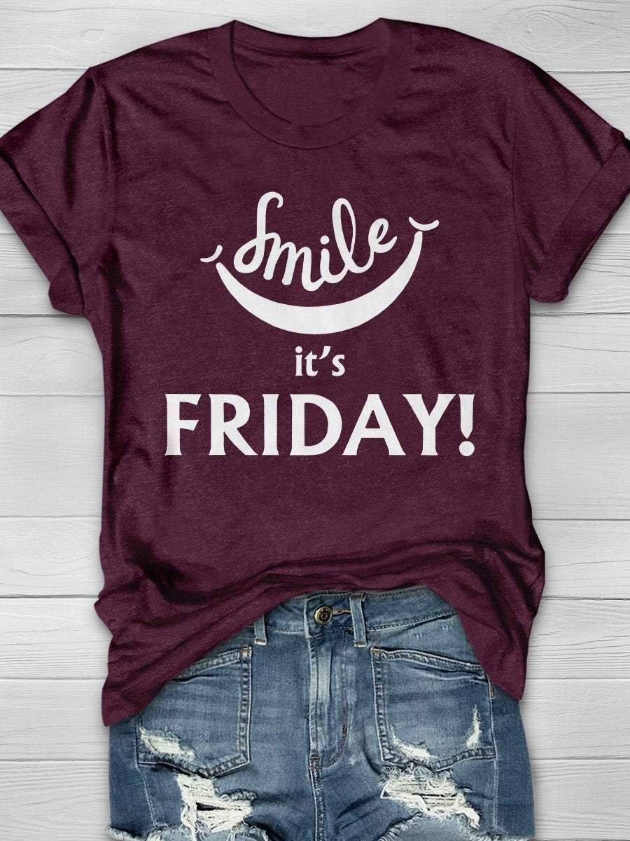 Smile It's Friday Teacher Print Short Sleeve T-shirt
