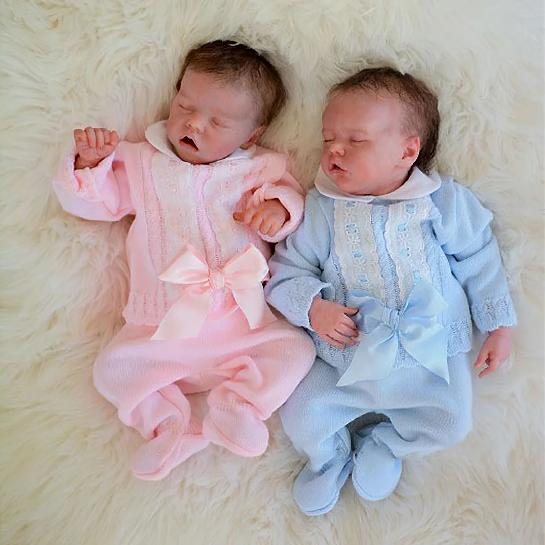 17'' Soft Silicone Body Reborn Baby Twins Boy and Girl Markers & Dabbly ...