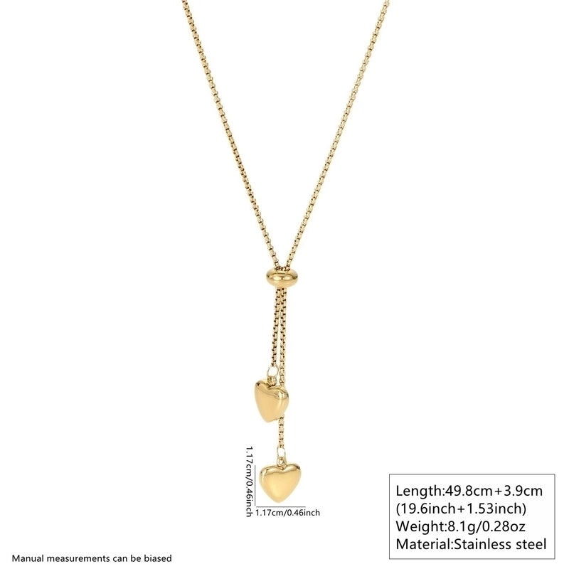 Fairy Style Cute Sweet Heart Shape 304 Stainless Steel 18K Gold Plated Jewelry Set