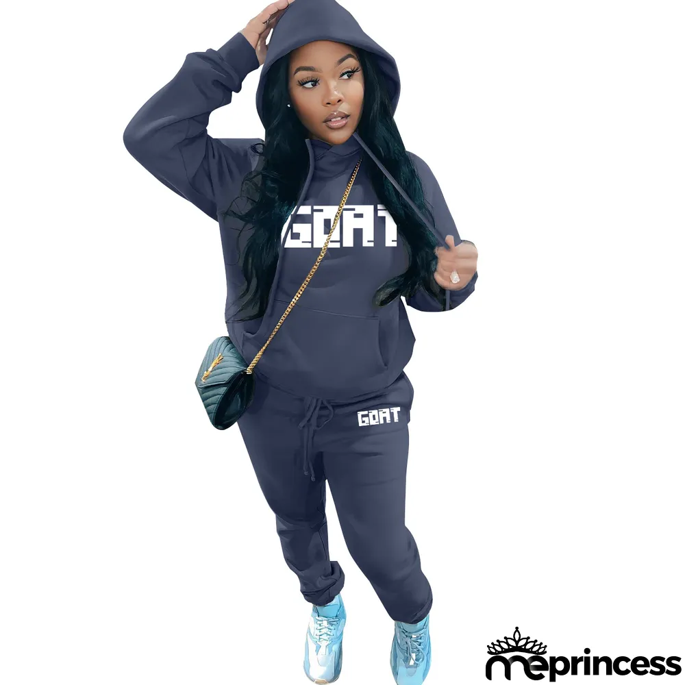 Women's Fashion Casual Fleece Hoodies Two-Piece Hoodie Tracksuit