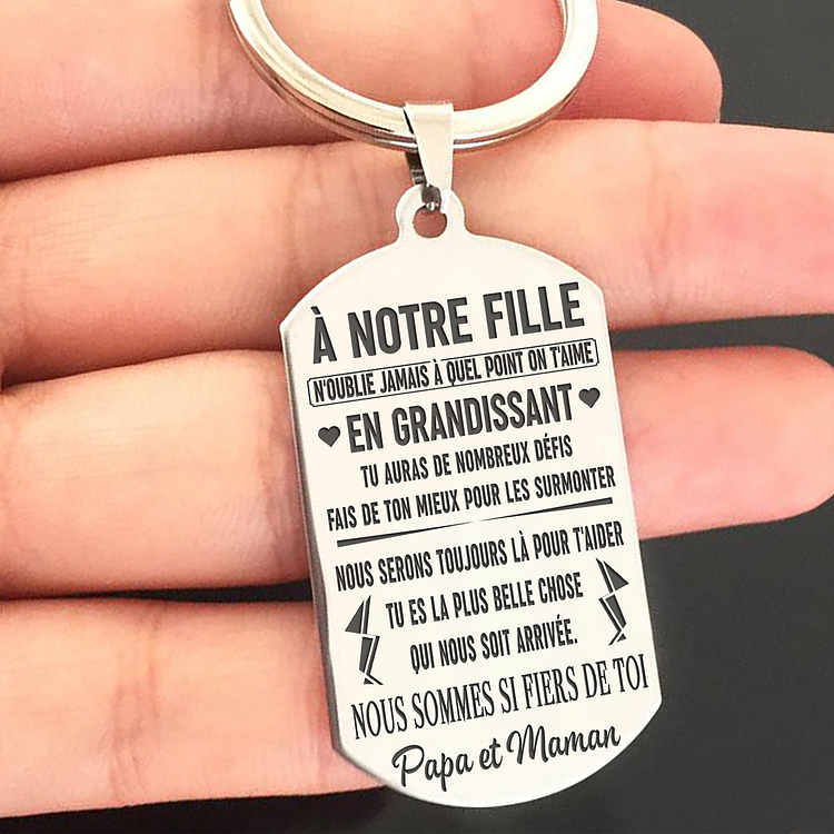 À NOTRE FILLE - PAPA MAMAN - N'OUBLIE JAMAIS - PORTE-CLEF Jessemade FR