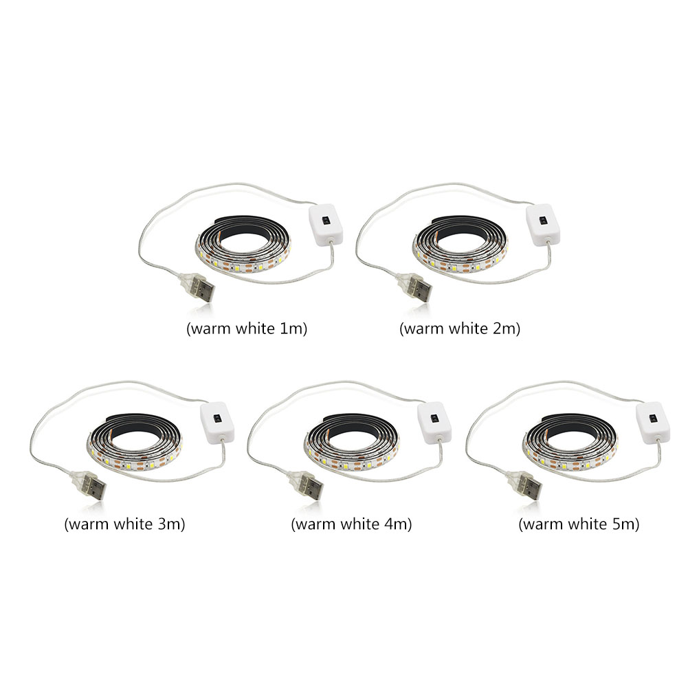 

LED Strip 2835 Lights DC 5V Flexible Home Bedroom Kitchen Tape Diode Lamp, Cold white 3 meter, 501 Original
