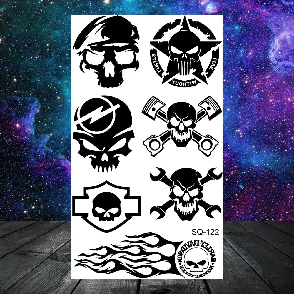 Thorns Wolf Dragon Scorpion Temporary Tattoos For Adult Men Boy Skull Tiger Lion Compass Fake Tattoo Neck Arm Hands Small Tatoos