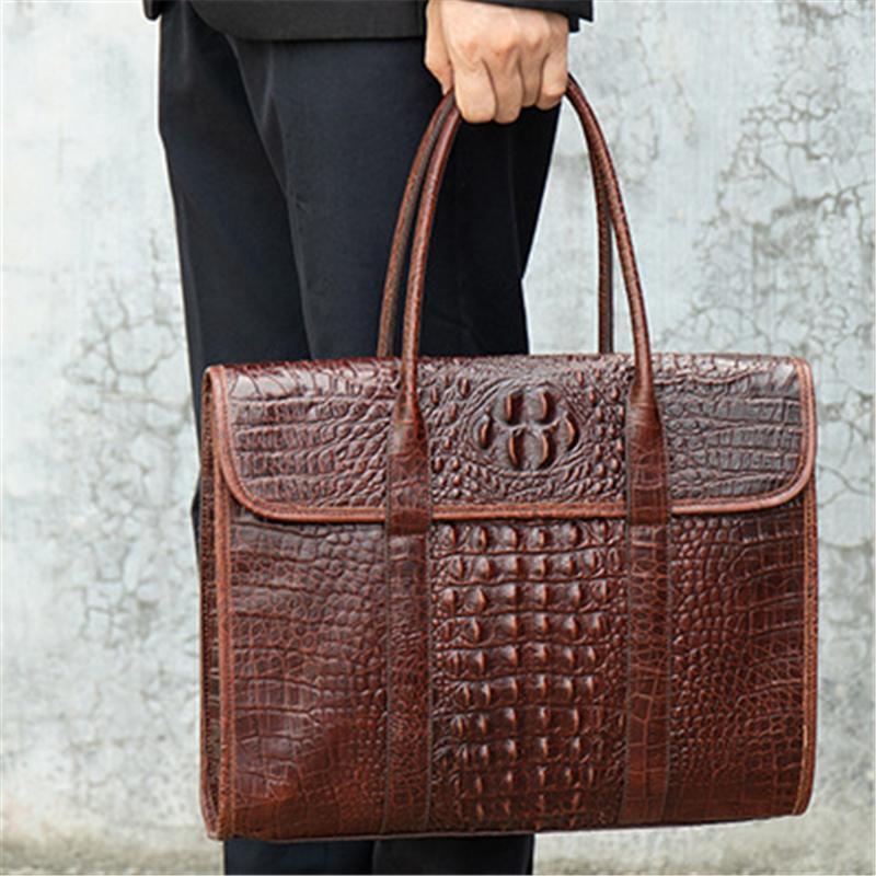 Casual Business Crocodile Leather Multipurpose Large Capacity Briefcase Handbag