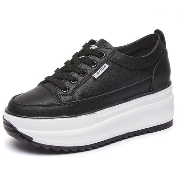 Fujin Genuine Leather 8cm Dad Shoes Chunky Sneakers Platform Heel Wedge Air Mesh Summer Shoes Vulcanized White Sneakers 2021