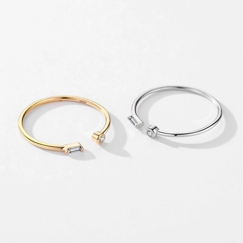 925 Sterling Silver Zircon Solid Color Open Ring