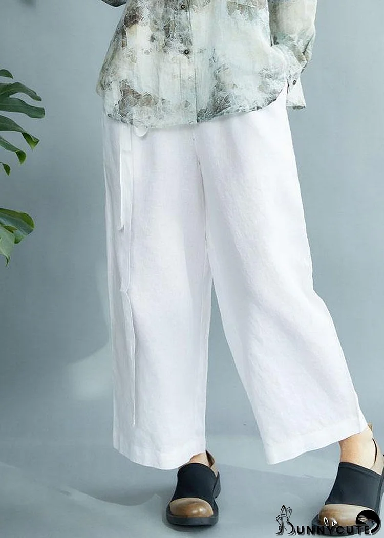 Diy White Loose Wide Leg Fall Asymmetrical Design Pants