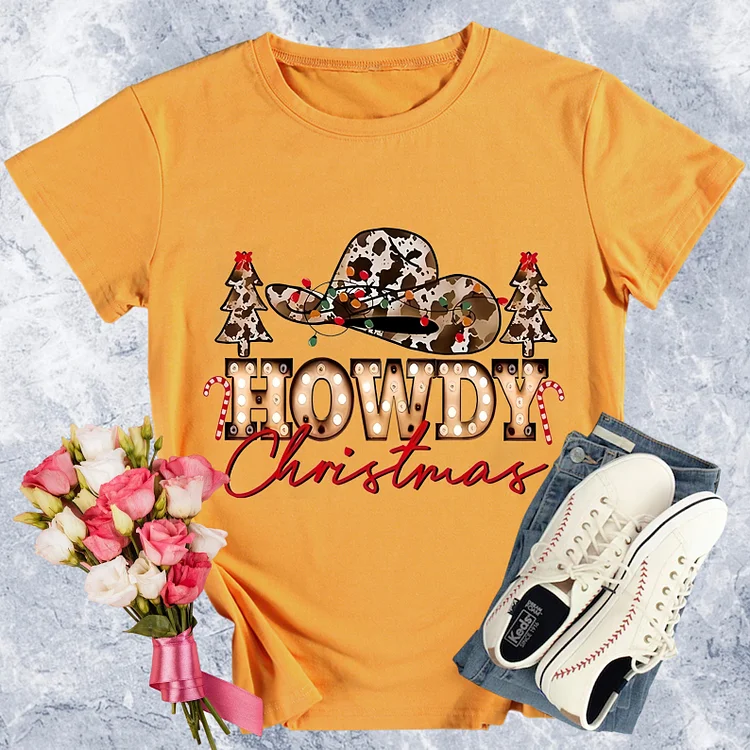 Western Howdy Christmas Round Neck T-shirt