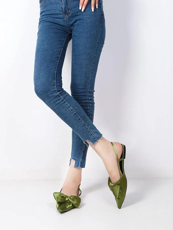 Fashion women's flat shoes with bow sandals