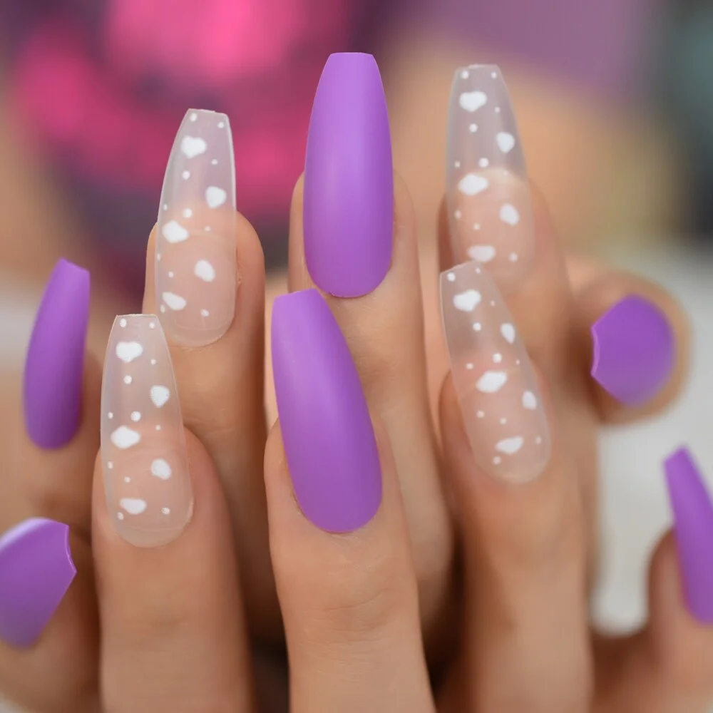 Rainbow Colorful Pre Designed Extra Long Nail Tips Fingernails Art Full Cover Nails 2021 Coffin Charm Lovely Wholesale 24Pcs Set-Nail Inspo