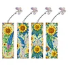 (US Local)4Pcs Special Shape Sunflower Feather Diamond Painting Bookmark Art Projects
