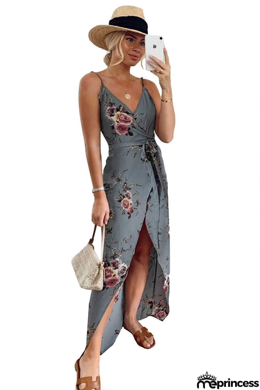 Floral Wrap Maxi Dress With Slit