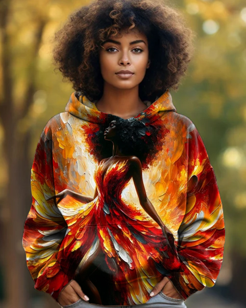 Black Girl Personality Oil Painting Skirt Art Print Hoodie