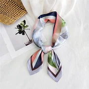 Imaginarygam Satin Square Scarf for Women Leave Patchwork Silk Shawl Headscarf Fashion Neckerchief Female Headband Hair Wrap Foulard Hijab Scarf