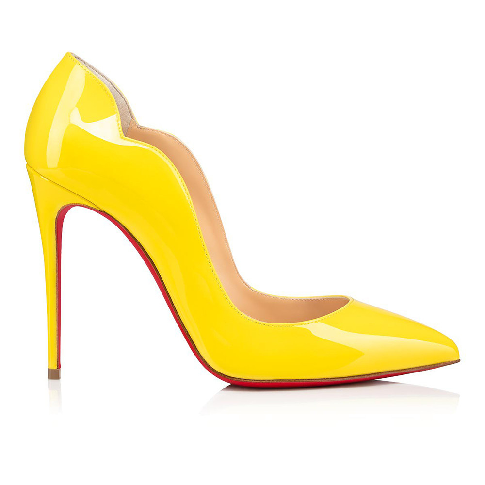 100mm Women's Red Bottom High Heels for Party Wedding Yellow Pumps-MERUMOTE