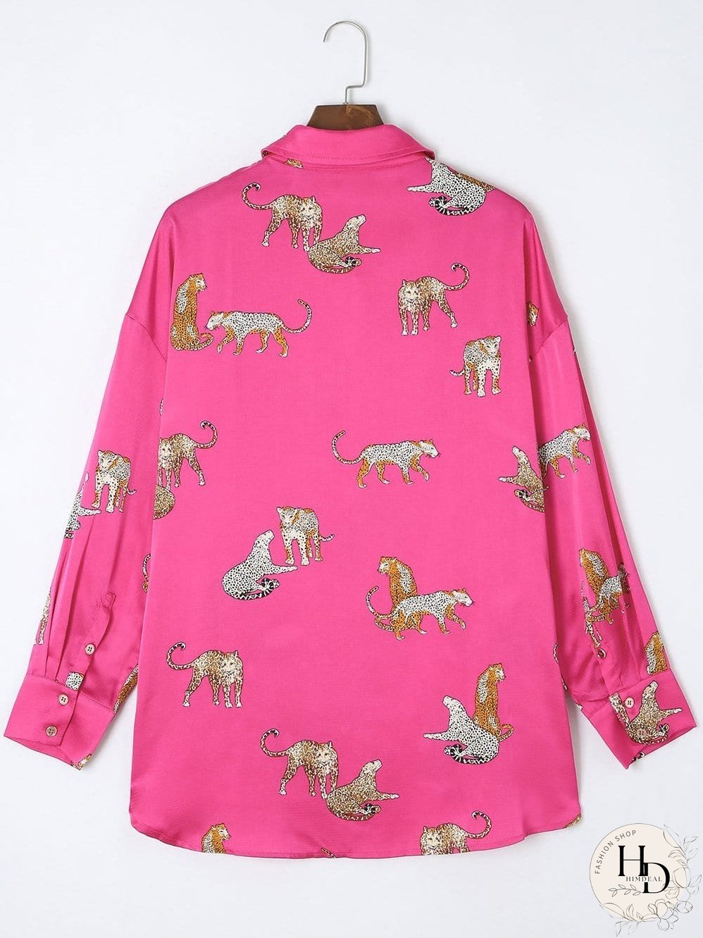 Tempting Printed Lapel Single-Breasted Long-Sleeved Blouse