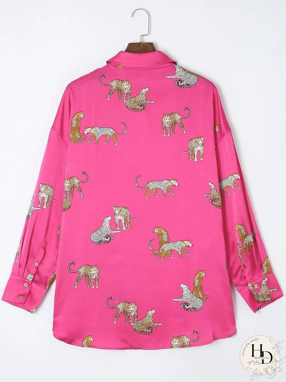 Tempting Printed Lapel Single-Breasted Long-Sleeved Blouse