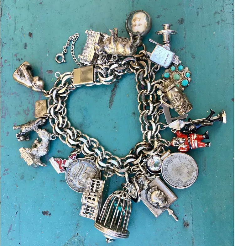 Heavy Sterling Silver Bracelet LOADED with 20 Charms