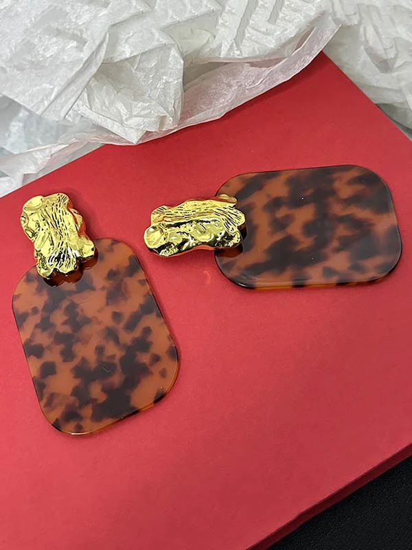 Geometric Leopard Pleated Split-Joint Earrings Accessories Drop Earrings
