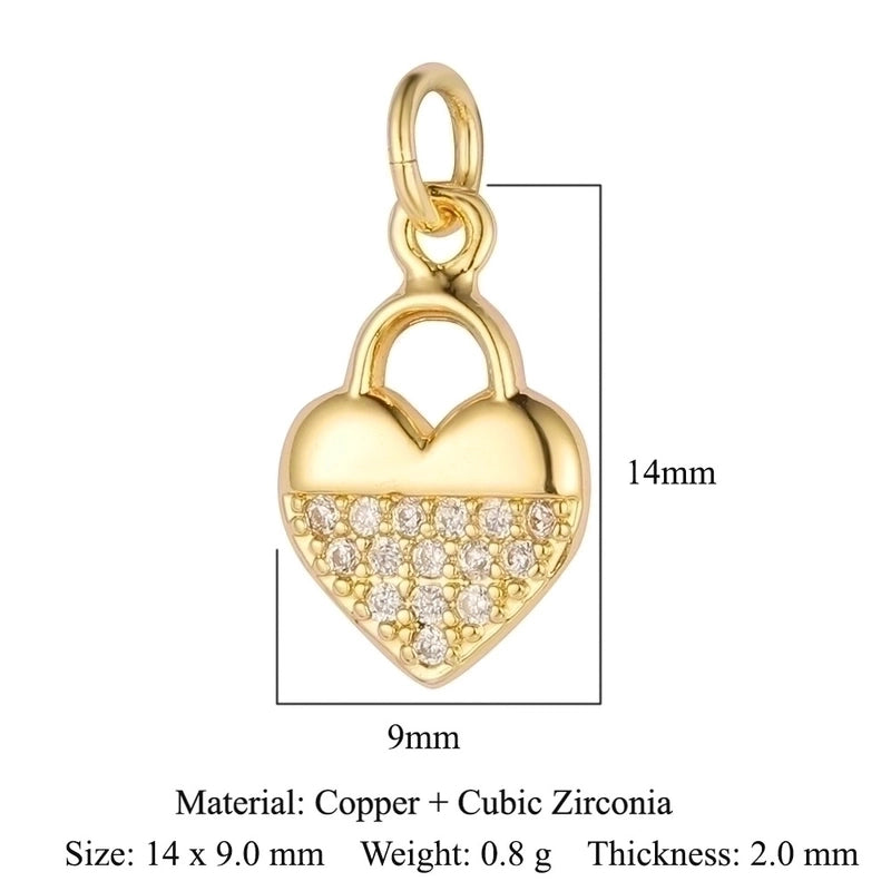 3 Pieces Sweet Pentagram Heart Shape Copper Plating Inlay Zircon 18k Gold Plated Charms Jewelry Accessories