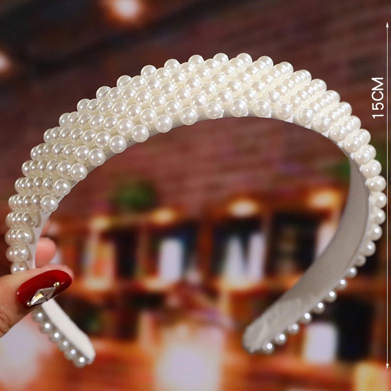 Women’s Fashion Waves Alloy Inlay Artificial Pearls Headwear