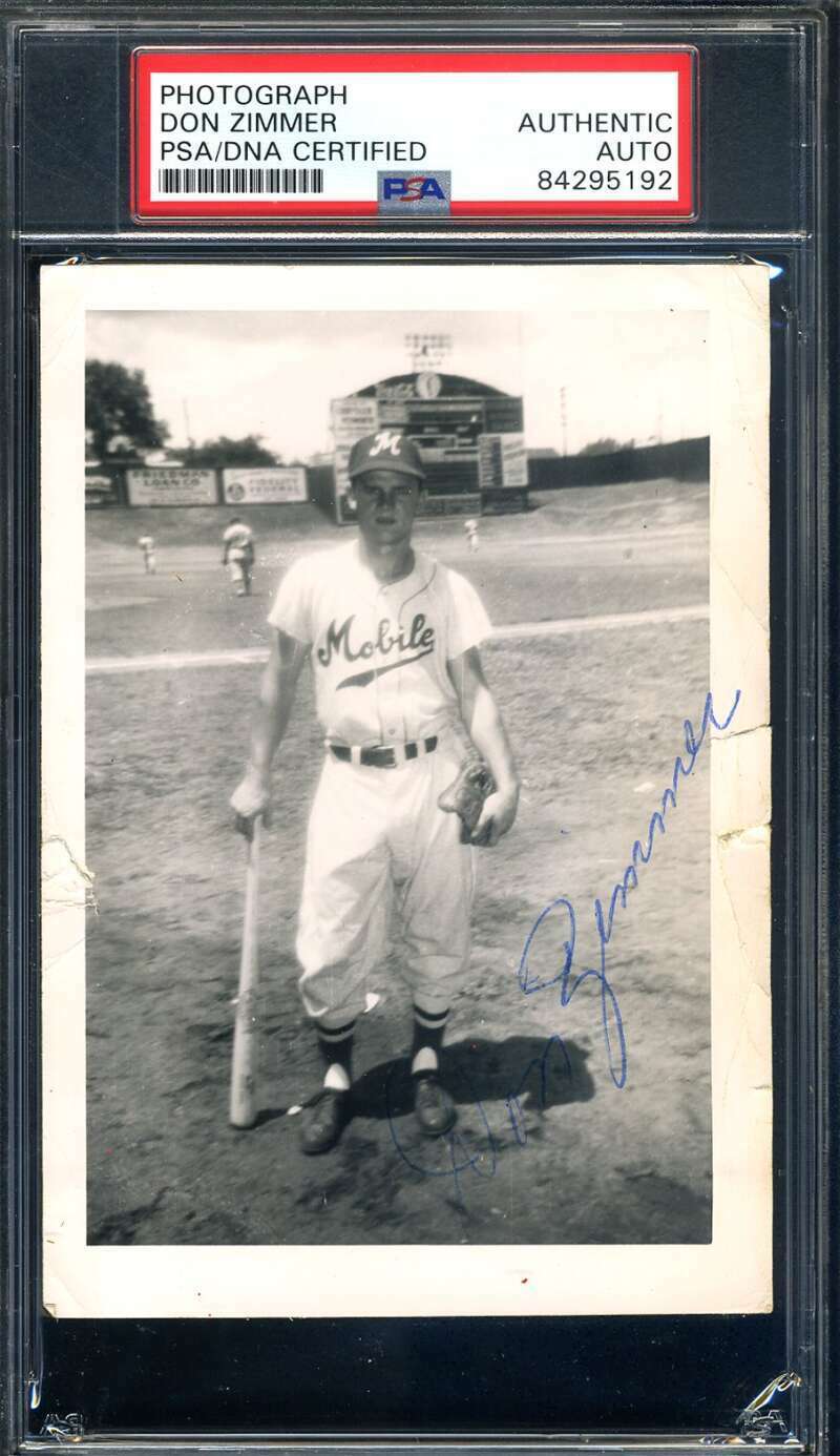 Don Zimmer PSA DNA Coa Hand Signed 1952 Original Photo Poster painting Mobile Bears Autograph