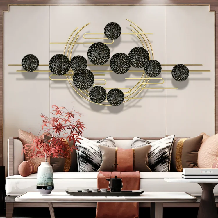 Homemys Modern Simple 3D Metallic Black Gold Geometry Home Wall Decor Art