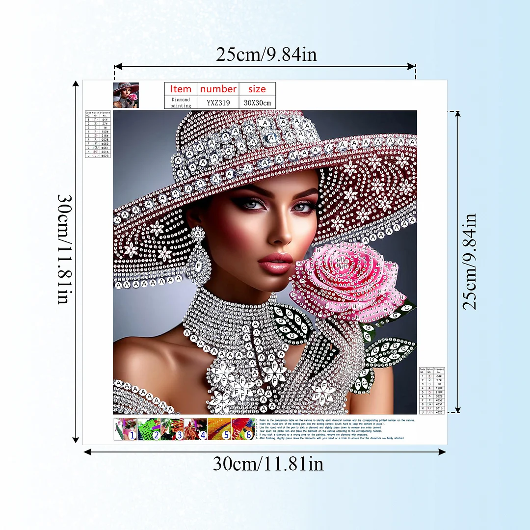 Diamond Painting - Partial Special Shaped Drill - Lady(Canvas|30x30cm)