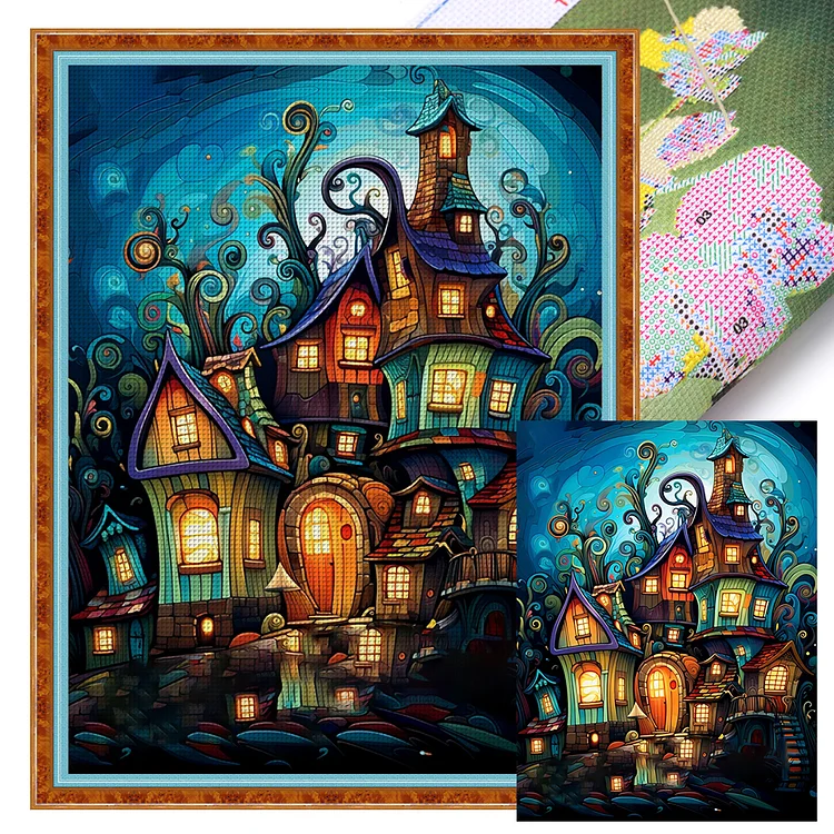 【Huacan Brand】Fantasy House 16CT Stamped Cross Stitch 45*60CM