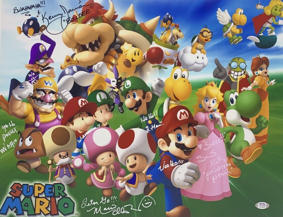 Super Mario Nintendo Cast Signed 16x20 Photo Poster painting PSA 9A33665 Martinet, James, Kelly