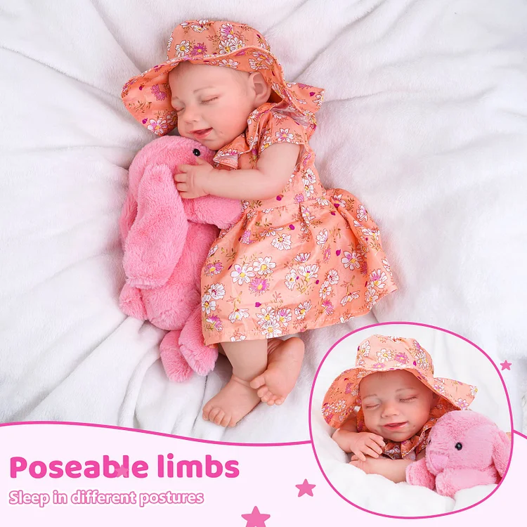 Babeside Olivia 20" Realistic Reborn Baby Dolls Infant Adorable Smiling Girl Sleeping Floral Dress