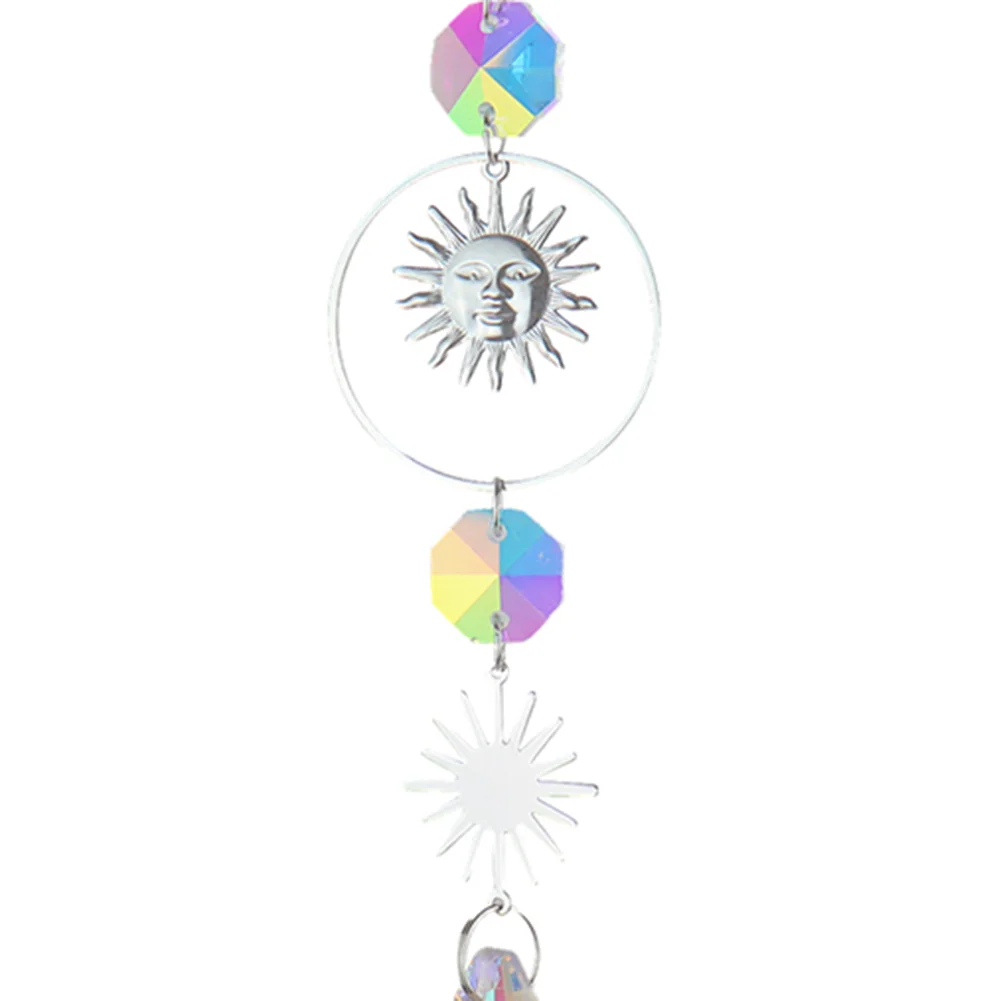 Wind Chime Crystal Light Catcher Ball Ornaments Round Frame Pendant (6)