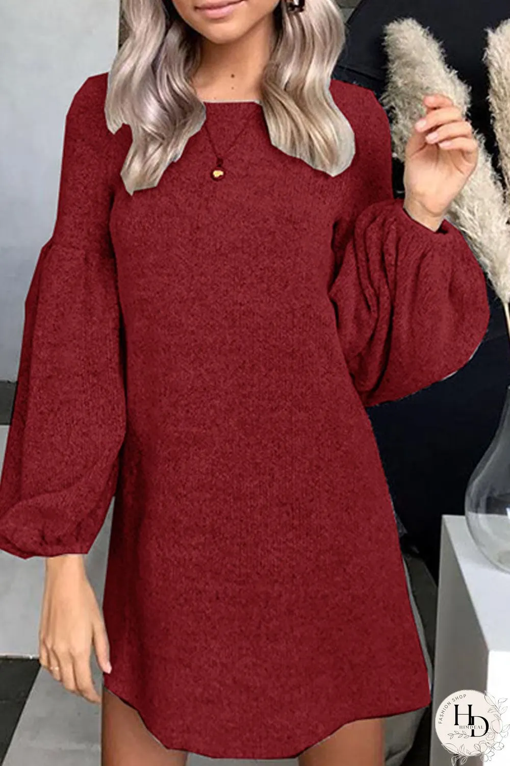 Fashion Street Solid O Neck A Line Dresses(4 colors)