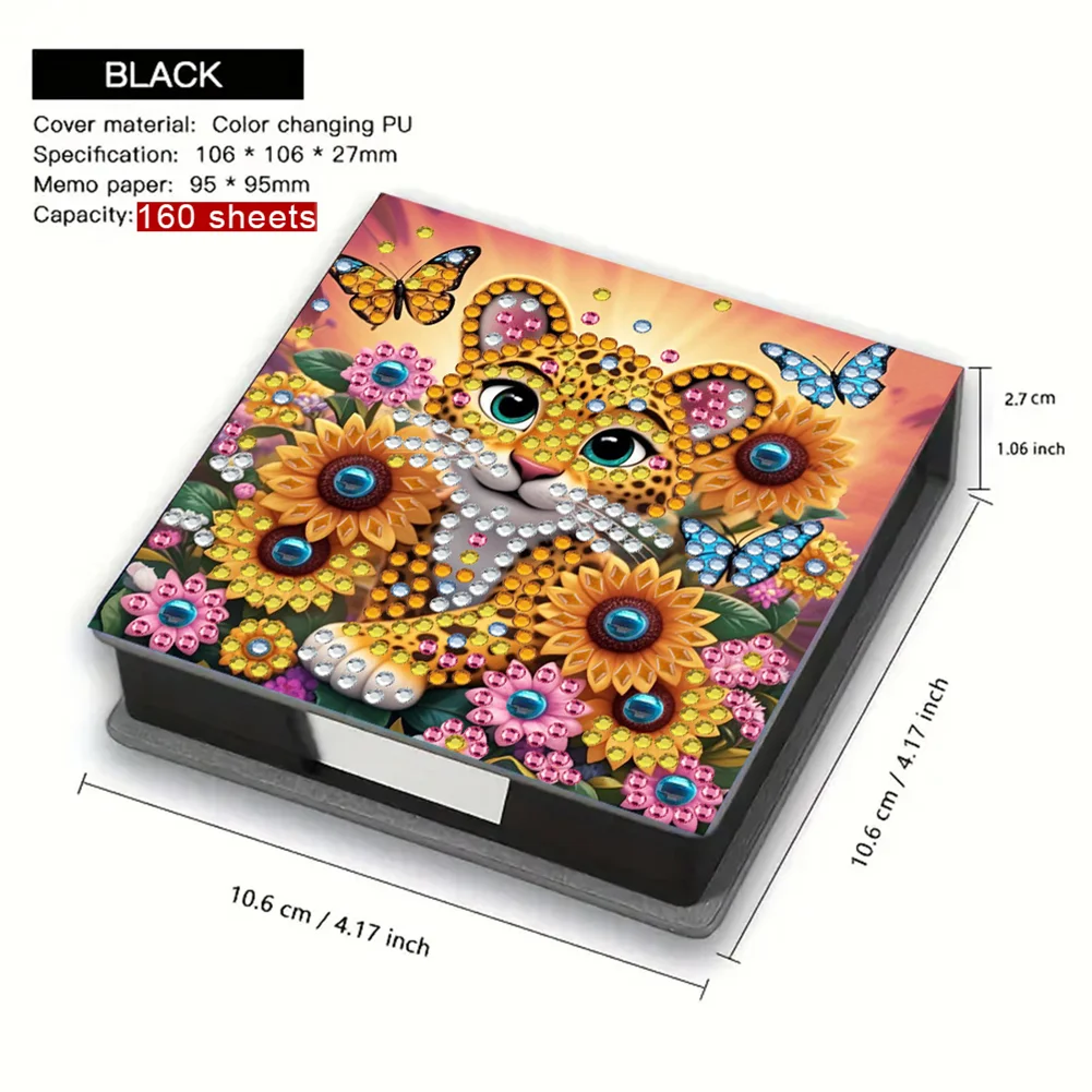 5D DIY PU Gem Painting Memo Pad Holder with 160 Sheets Paper (Sunflower)