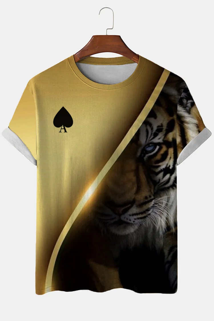 Trendy Gold Poker Print T-Shirt